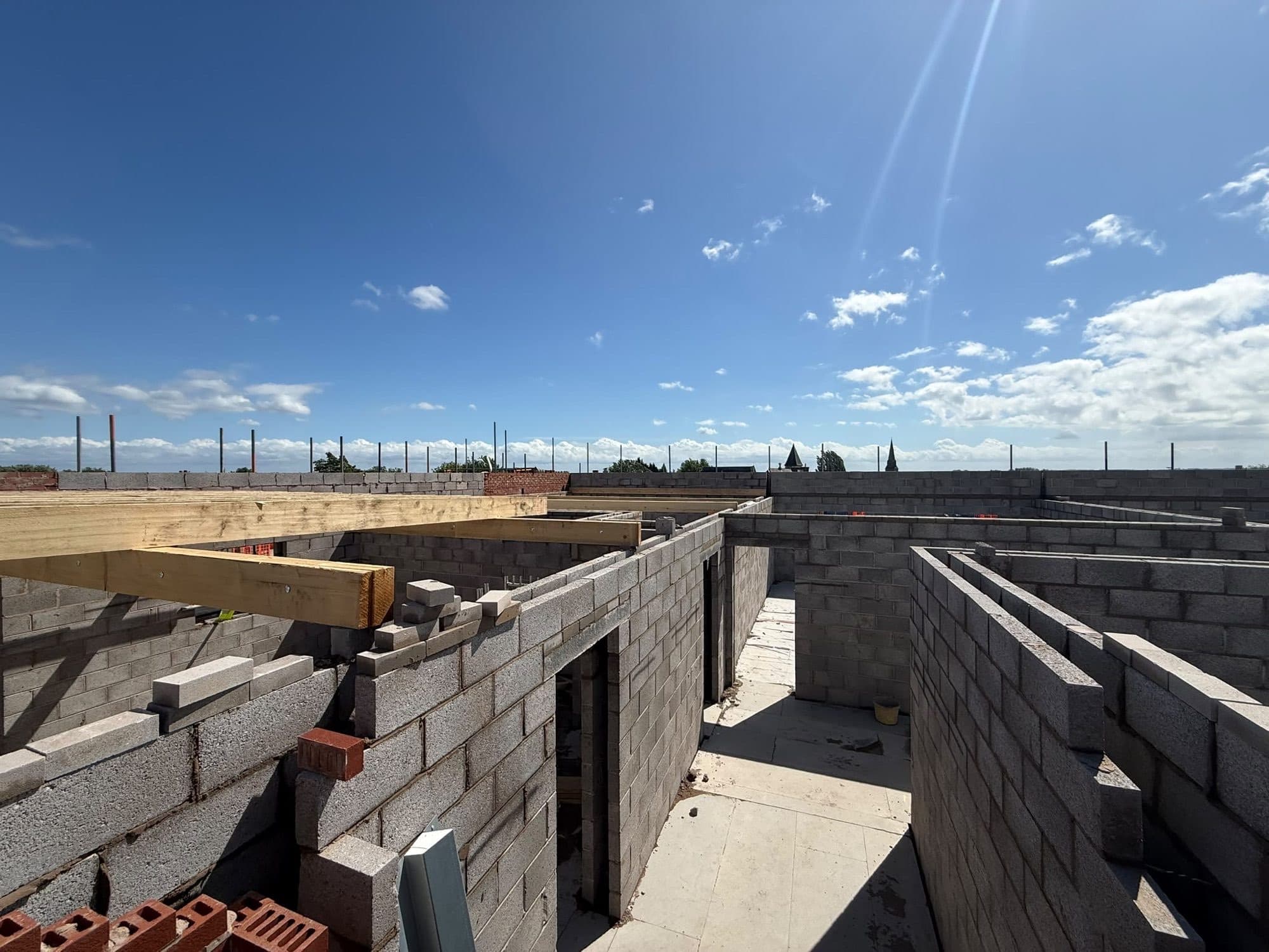 Structural blockwork under construction on a residential development