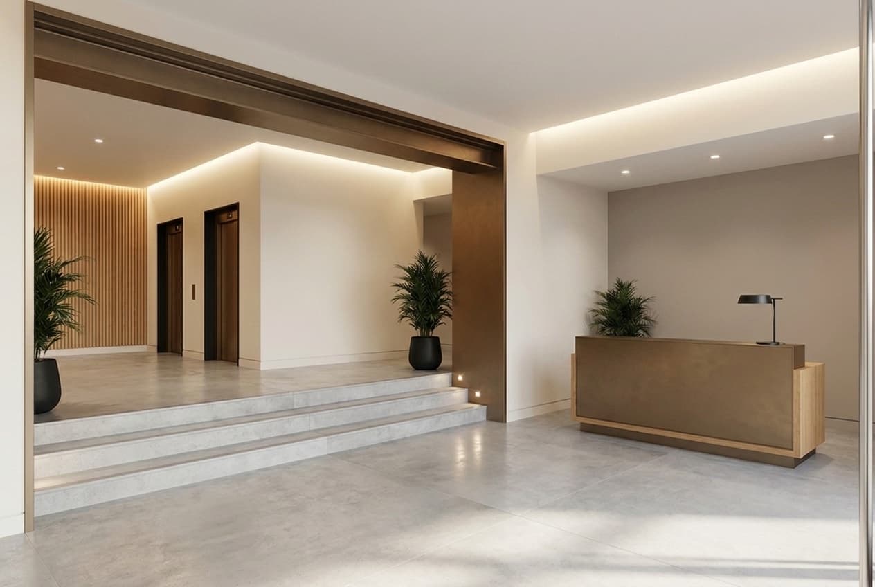 The residents' lobby at Imperial Exchange, finished to a hotel standard